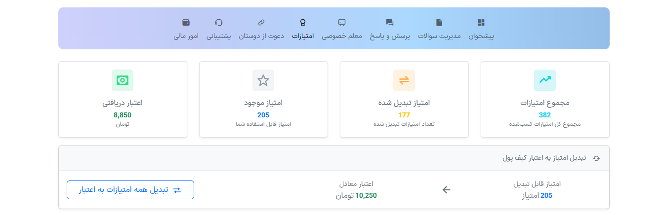 نمایش امتیازات